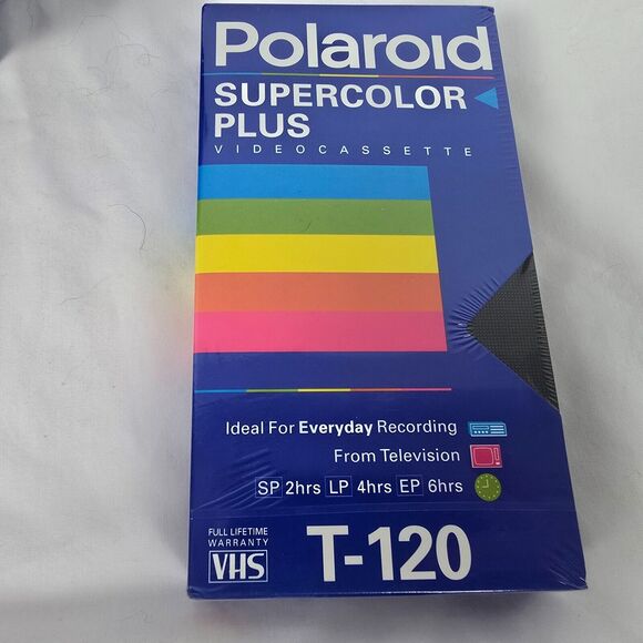 Polaroid Supercolor Plus Blank VHS Tapes T-120 Lot of 7 NEW SEALED + Sony 8Hrs - Picture 5 of 7